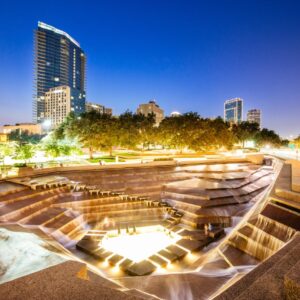 Fort Worth Water Gardens at night